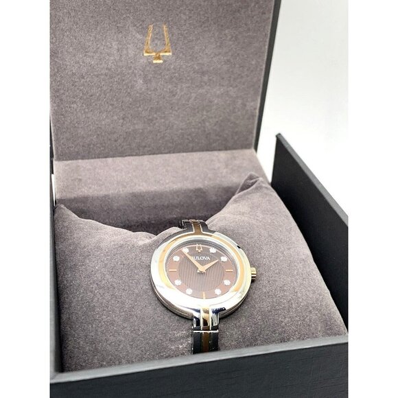 Bulova Women's Watch 98P194 Quartz Bangle Diamond Dial Rose Gold Silver … - Picture 3 of 14